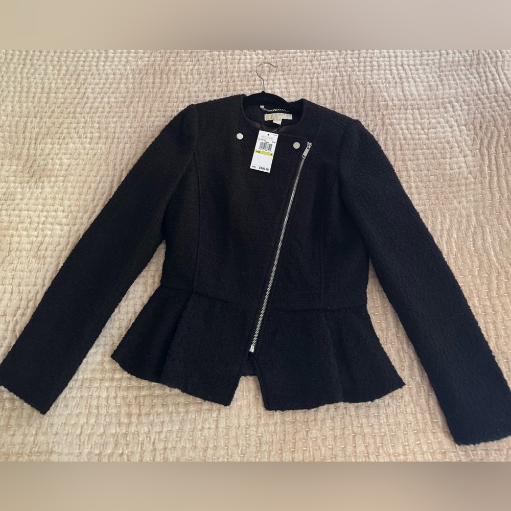 Michael Kors Black Wool-Blend Boucle Blazer NWT
